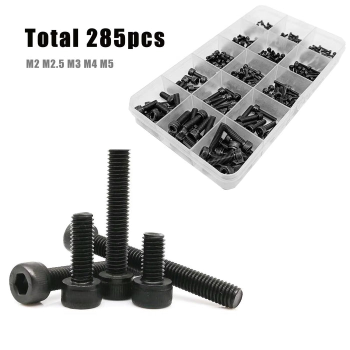 Sett af M2, M2.5, M3, M4 og M5 boltum - 285 stk. frá 3D VERK