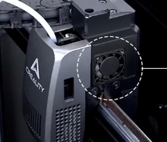 Creality K2 Plus viftur í prenthaus