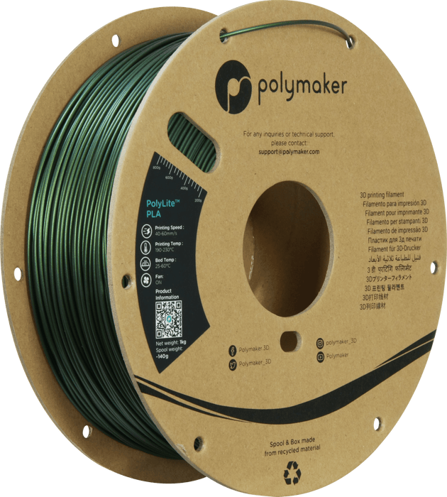 Polymaker PLA - Glans Sparkle Dark Green PolyLite PLA 1kg
