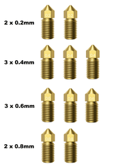 Ankermake M5 - Stútapakki 10 stykki mismunandi stærðir 0.2mm-0.8mm