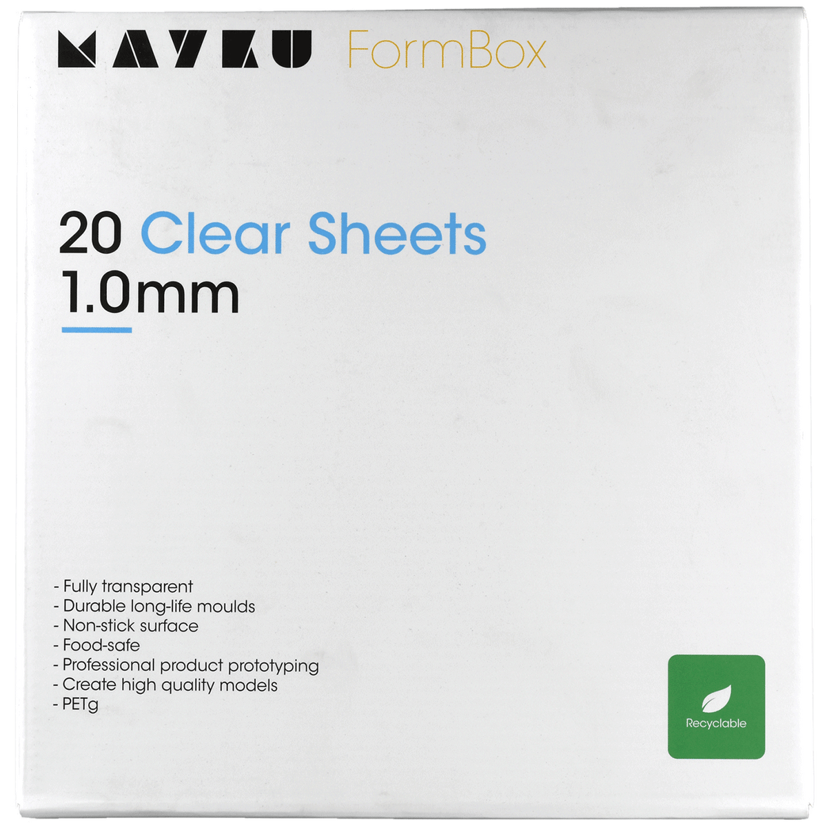 Mayku FormBox 1.0mm Clear Sheets (20 Pack) — 3D VERK