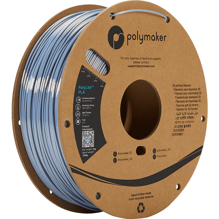 Polymaker PLA - Glans Silki silfur PolyLite PLA 1kg
