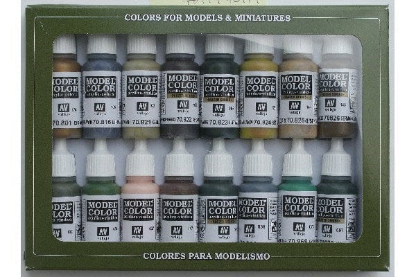 Akrýl módel litir - German WWII Camo - 16 misunandi litir í 17ml flösku hver